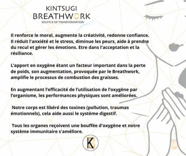 Le Kintsugi Breathwork est une technique de respiration qui permet de transmuter le stress et l’anxiété, les blocages dans notre vie et corps.